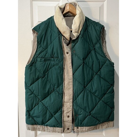 Eddie Bauer VINTAGE 80s Goose Down Vest Corduroy Collar Quilted Size Large - Picture 9 of 14